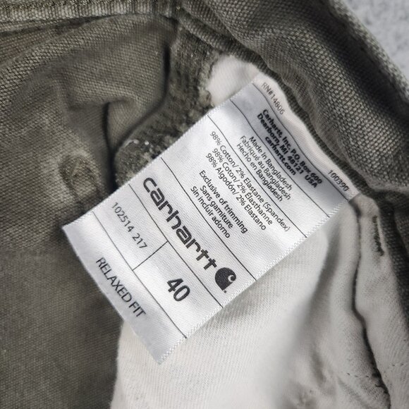 Carhartt Rugged Flex Shorts Men's 40 Relaxed Olive Green Faded Canvas Workwear - Picture 9 of 11